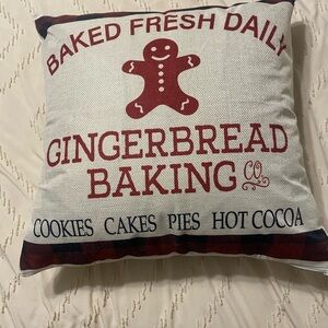 Gingerbread Baking Holiday Pillow - Red and White